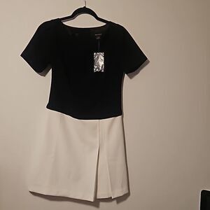 White House Black Market Black and White Midi Dress